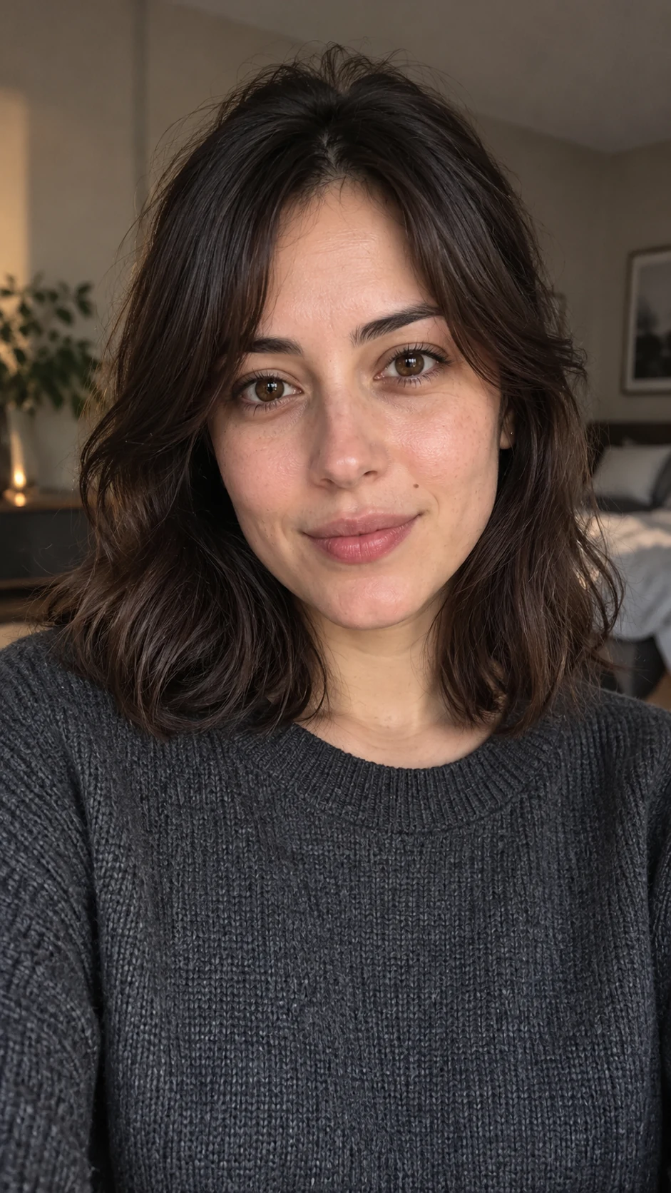 Original AI-created adult selfie before the anime eye edit